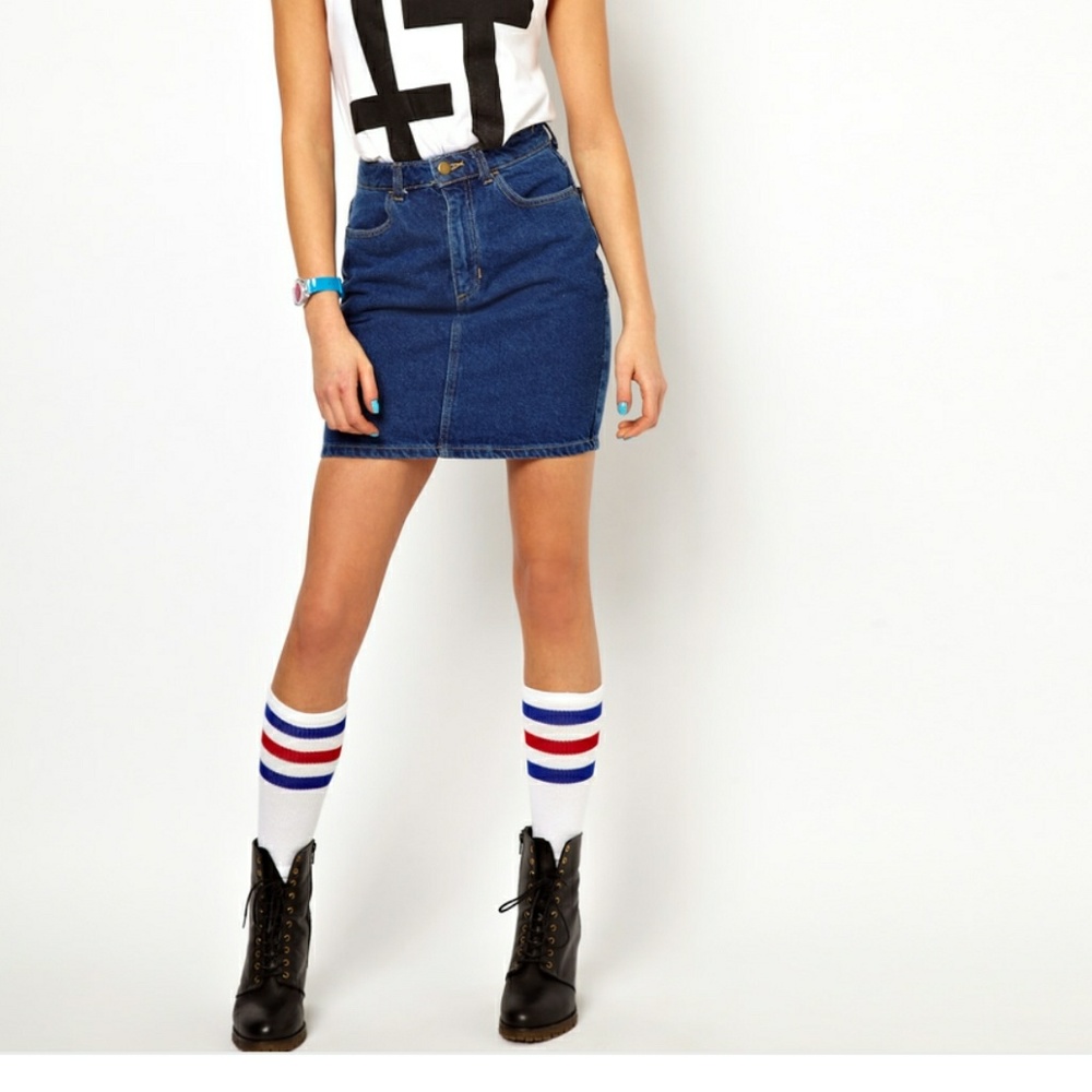 American apparel high waist denim mini skirt